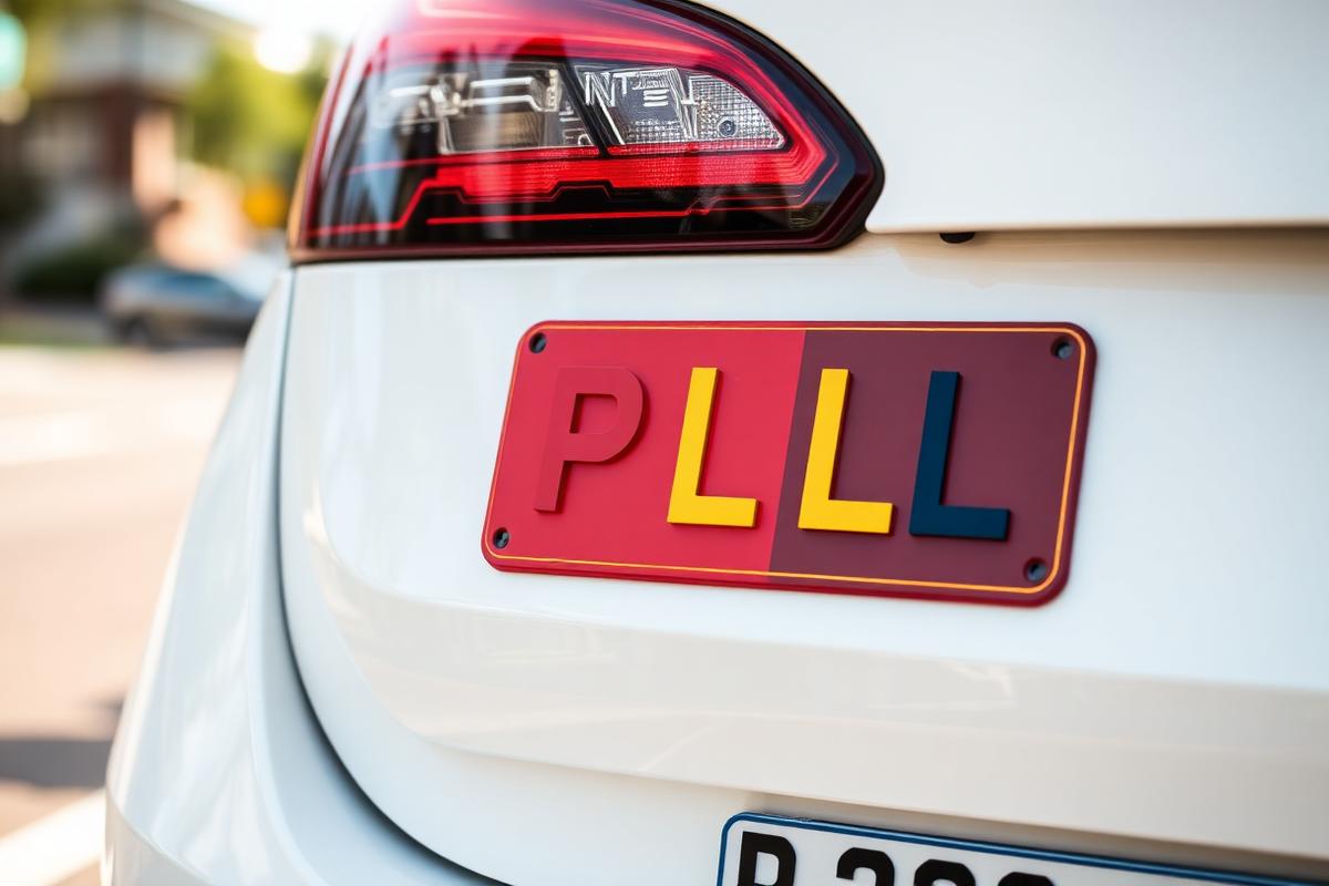 L and P plates on a car